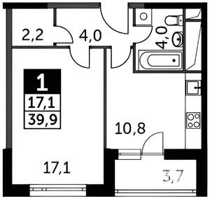 1-к квартира, на длительный срок, 42м2, 14/25 этаж