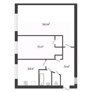 2-к квартира, на длительный срок, 43м2, 1/5 этаж