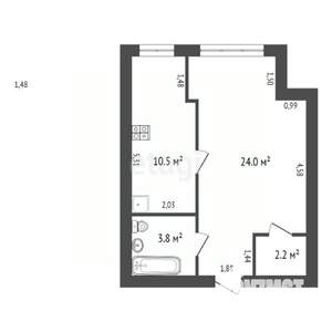 1-к квартира, вторичка, 41м2, 1/3 этаж