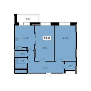 2-к квартира, вторичка, 60м2, 5/16 этаж