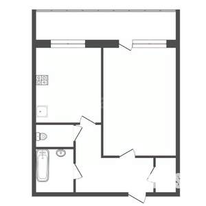 1-к квартира, вторичка, 43м2, 1/5 этаж