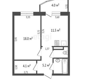 1-к квартира, вторичка, 43м2, 4/17 этаж