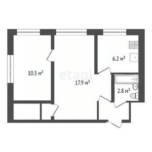 2-к квартира, вторичка, 42м2, 1/4 этаж