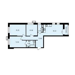 3-к квартира, вторичка, 83м2, 6/19 этаж