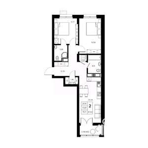 2-к квартира, вторичка, 76м2, 18/21 этаж