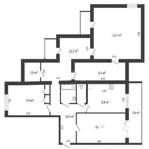 4-к квартира, вторичка, 129м2, 9/9 этаж