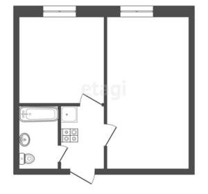 1-к квартира, вторичка, 24м2, 1/5 этаж