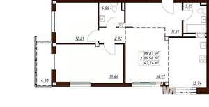 3-к квартира, вторичка, 89м2, 3/3 этаж