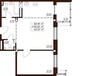 2-к квартира, вторичка, 69м2, 2/3 этаж