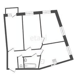 3-к квартира, вторичка, 70м2, 4/4 этаж