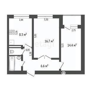 2-к квартира, вторичка, 52м2, 9/9 этаж