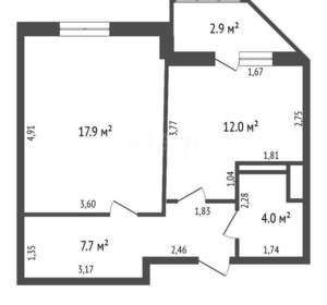 1-к квартира, вторичка, 42м2, 7/17 этаж