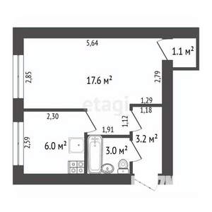 1-к квартира, вторичка, 31м2, 2/5 этаж