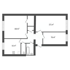 3-к квартира, вторичка, 66м2, 1/4 этаж