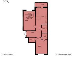 2-к квартира, вторичка, 77м2, 4/11 этаж