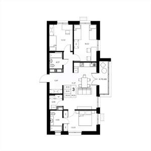 3-к квартира, вторичка, 95м2, 7/21 этаж