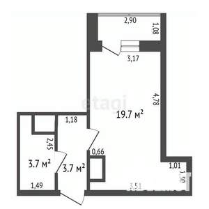 Студия квартира, вторичка, 27м2, 12/23 этаж