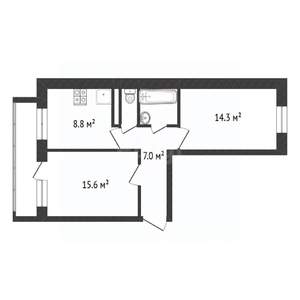 2-к квартира, вторичка, 50м2, 3/5 этаж