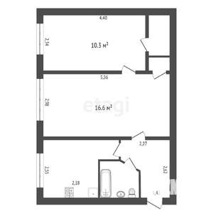 2-к квартира, вторичка, 43м2, 1/5 этаж