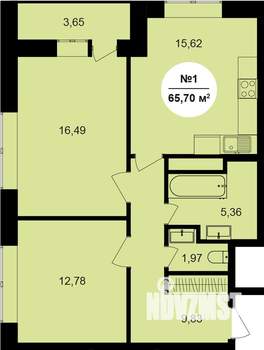 2-к квартира, строящийся дом, 66м2, 7/11 этаж
