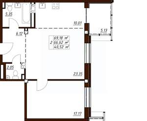 2-к квартира, вторичка, 69м2, 2/3 этаж