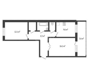 2-к квартира, вторичка, 51м2, 5/9 этаж