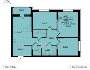 3-к квартира, вторичка, 80м2, 2/11 этаж