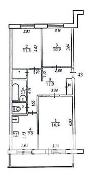 3-к квартира, вторичка, 65м2, 5/5 этаж