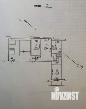 3-к квартира, вторичка, 65м2, 1/9 этаж