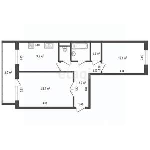 2-к квартира, вторичка, 50м2, 3/9 этаж