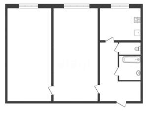 2-к квартира, вторичка, 49м2, 1/4 этаж