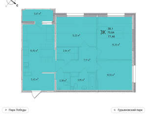 3-к квартира, вторичка, 77м2, 5/11 этаж