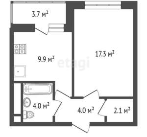 1-к квартира, вторичка, 40м2, 13/25 этаж