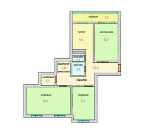 3-к квартира, вторичка, 83м2, 3/9 этаж