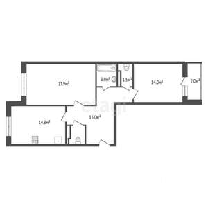 2-к квартира, вторичка, 70м2, 13/17 этаж