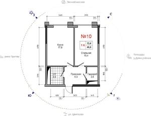 1-к квартира, вторичка, 46м2, 13/30 этаж