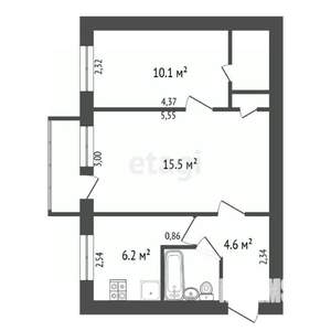2-к квартира, вторичка, 43м2, 4/4 этаж