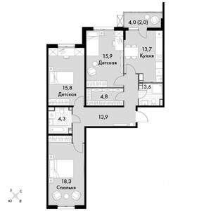 3-к квартира, вторичка, 92м2, 22/22 этаж