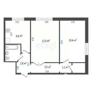 2-к квартира, вторичка, 41м2, 3/4 этаж