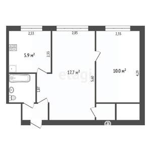 2-к квартира, вторичка, 40м2, 1/4 этаж