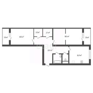 2-к квартира, вторичка, 73м2, 3/14 этаж