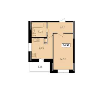 1-к квартира, вторичка, 35м2, 2/16 этаж