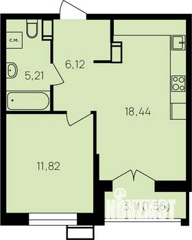 1-к квартира, вторичка, 45м2, 10/19 этаж