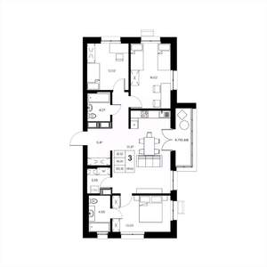 3-к квартира, вторичка, 95м2, 11/21 этаж
