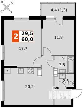 2-к квартира, вторичка, 60м2, 14/24 этаж