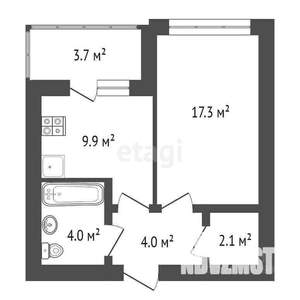 1-к квартира, вторичка, 37м2, 20/21 этаж