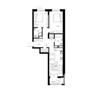 2-к квартира, вторичка, 76м2, 14/21 этаж