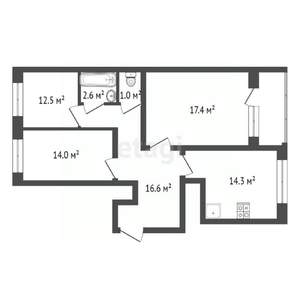3-к квартира, вторичка, 87м2, 1/5 этаж