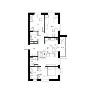 3-к квартира, вторичка, 95м2, 19/21 этаж