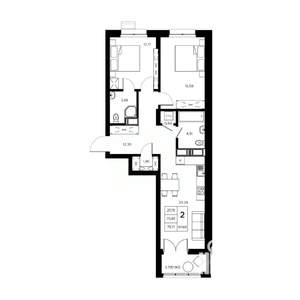 2-к квартира, вторичка, 76м2, 15/21 этаж